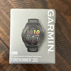 Garmin Forerunner 265 46mm Black/Powder Gray GPS Running Smartwatch Brand New